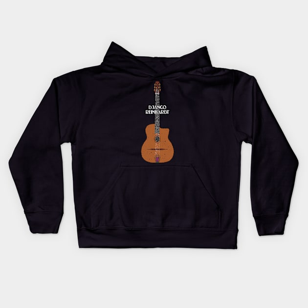 Django Reinhardt Gypsy Jazz Guitar Kids Hoodie by Daniel Cash Guitar